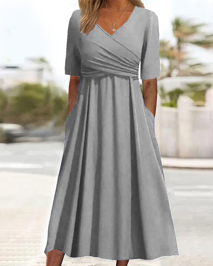 Marie™ Elegant dress with Tummy Cover V-neck