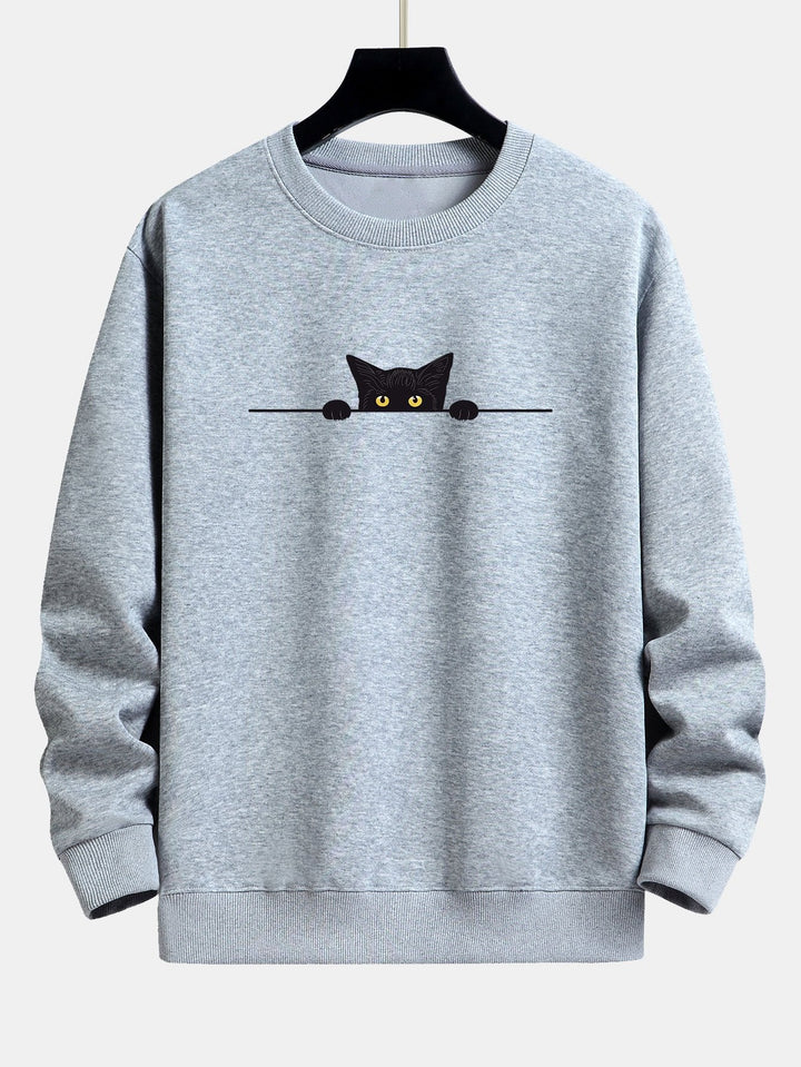 Savannah - Cozy Cat Print Sweatshirt